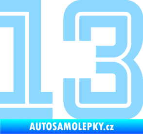 Samolepka Startovní číslo 13 typ 7 světle modrá