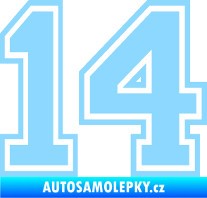 Samolepka Startovní číslo 14 typ 4 světle modrá