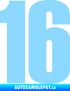 Samolepka Startovní číslo 16 typ 2   světle modrá