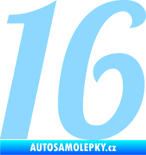 Samolepka Startovní číslo 16 typ 3       světle modrá