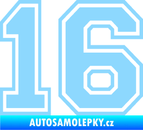 Samolepka Startovní číslo 16 typ 4 světle modrá