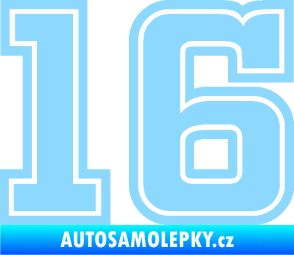Samolepka Startovní číslo 16 typ 5 světle modrá