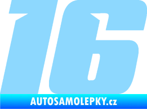 Samolepka Startovní číslo 16 typ 6 světle modrá