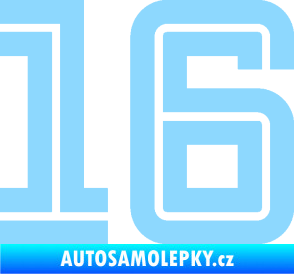 Samolepka Startovní číslo 16 typ 7 světle modrá