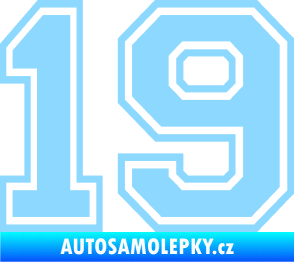 Samolepka Startovní číslo 19 typ 4 světle modrá