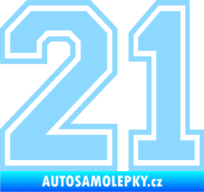 Samolepka Startovní číslo 21 typ 4 světle modrá