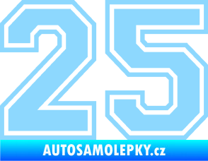 Samolepka Startovní číslo 25 typ 4 světle modrá