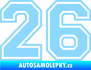 Samolepka Startovní číslo 26 typ 4 světle modrá