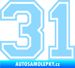 Samolepka Startovní číslo 31 typ 4 světle modrá