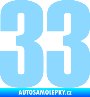 Samolepka Startovní číslo 33 typ 2      světle modrá