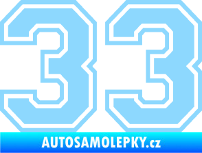 Samolepka Startovní číslo 33 typ 4 světle modrá