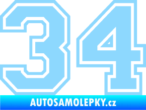Samolepka Startovní číslo 34 typ 4 světle modrá