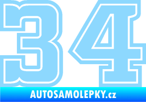 Samolepka Startovní číslo 34 typ 5 světle modrá