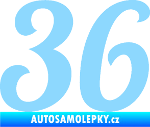 Samolepka Startovní číslo 36 typ 3  světle modrá