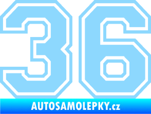 Samolepka Startovní číslo 36 typ 4 světle modrá