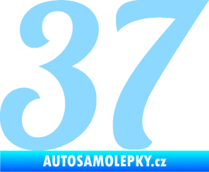 Samolepka Startovní číslo 37 typ 3  světle modrá