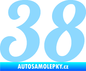Samolepka Startovní číslo 38 typ 3  světle modrá