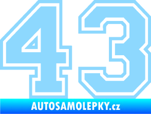 Samolepka Startovní číslo 43 typ 4 světle modrá