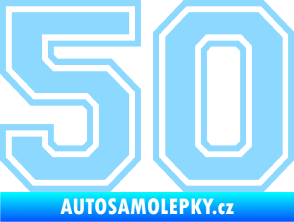 Samolepka Startovní číslo 50 typ 4 světle modrá