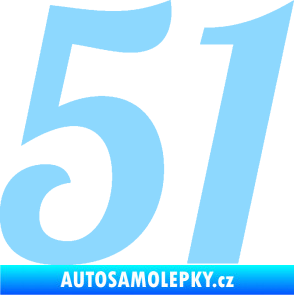Samolepka Startovní číslo 51 typ 3 světle modrá
