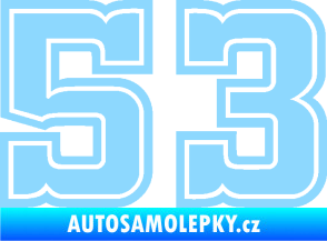 Samolepka Startovní číslo 53 typ 5 světle modrá