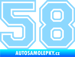Samolepka Startovní číslo 58 typ 4 světle modrá