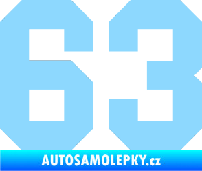 Samolepka Startovní číslo 63 světle modrá