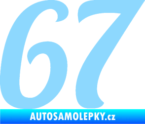 Samolepka Startovní číslo 67 typ 3 světle modrá