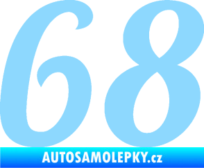 Samolepka Startovní číslo 68 typ 3 světle modrá