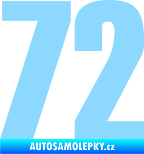 Samolepka Startovní číslo 72 typ 2   světle modrá