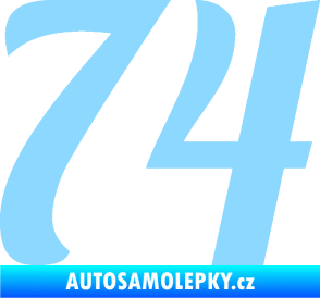 Samolepka Startovní číslo 74 typ 3   světle modrá