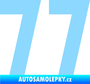 Samolepka Startovní číslo 77 světle modrá