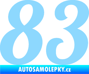Samolepka Startovní číslo 83 typ 3   světle modrá