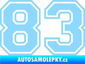 Samolepka Startovní číslo 83 typ 4 světle modrá