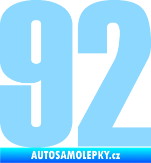 Samolepka Startovní číslo 92 typ 2  světle modrá