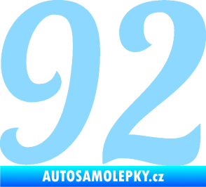 Samolepka Startovní číslo 92 typ 3   světle modrá