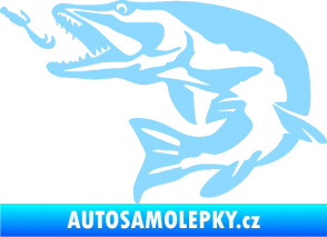 Samolepka Štika 005 levá s návnadou světle modrá