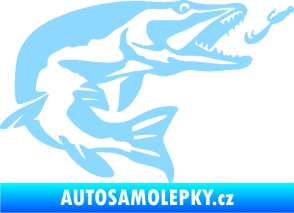 Samolepka Štika 005 pravá s návnadou světle modrá