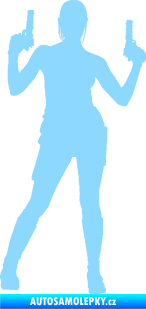 Samolepka Střelkyně 002 pravá girl with gun světle modrá