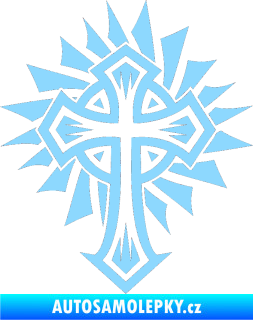 Samolepka Tetování 118 kříž světle modrá