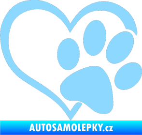 Samolepka Tlapka love pravá světle modrá