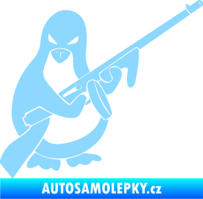 Samolepka Tučňák se samopalem pravá světle modrá
