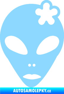 Samolepka UFO 009 slečna s kytičkou pravá světle modrá