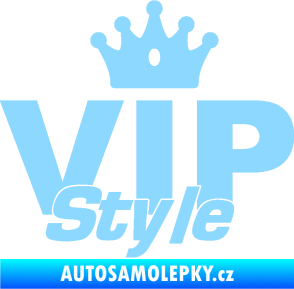 Samolepka VIP styl nápis s korunkou světle modrá