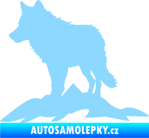 Samolepka Vlk 031 levá hory světle modrá