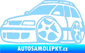 Samolepka VW Passat b6 karikatura levá světle modrá