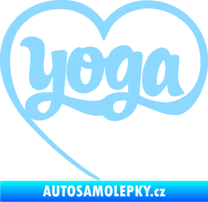 Samolepka Yoga nápis v srdíčku světle modrá