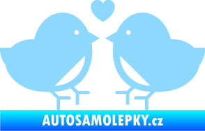 Samolepka Zamilovaní ptáčci 001 se srdíčkem světle modrá