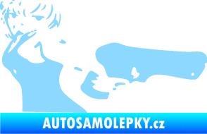 Samolepka Žena s pistolí pravá světle modrá