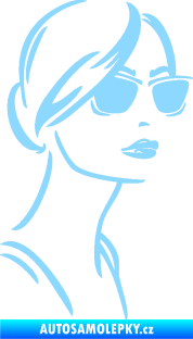 Samolepka Žena tvář 003 pravá s brýlemi světle modrá